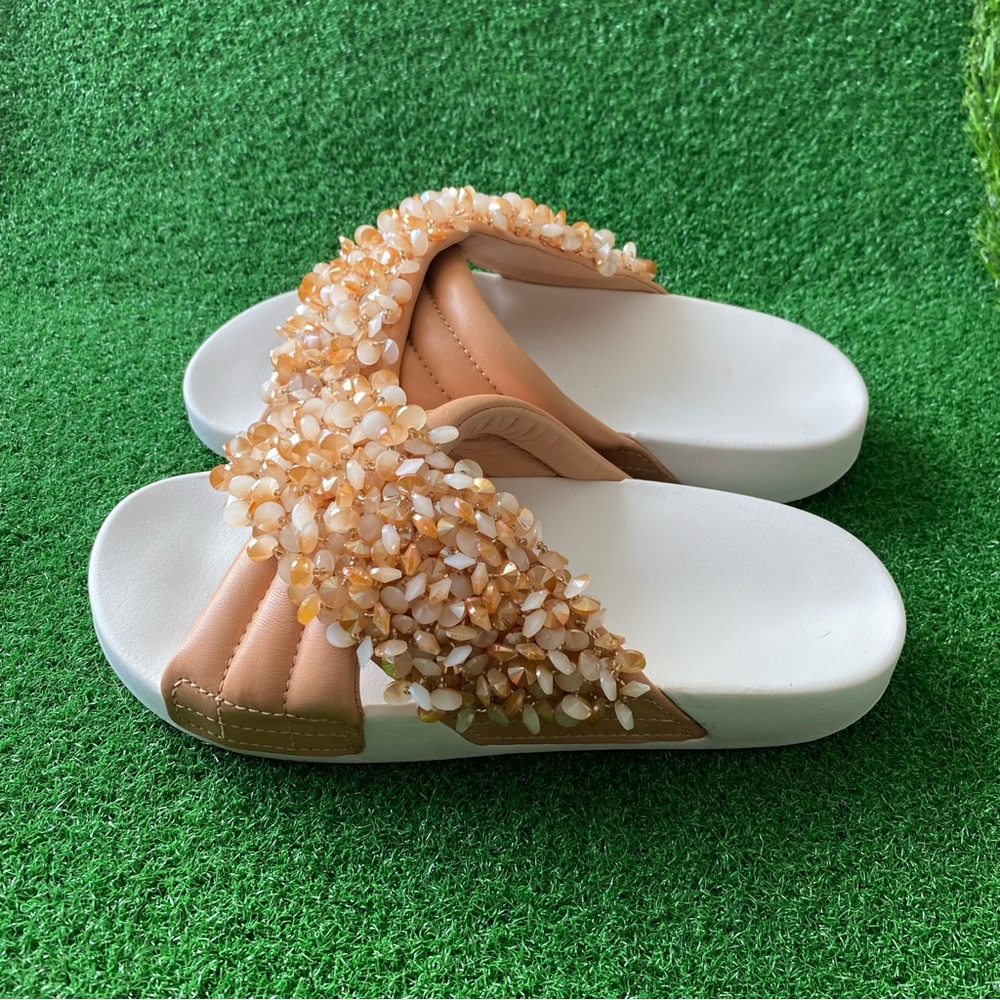TORY BURCH LOGAN EMBELLISHED SLIDE SANDALS Sz 7 Women’s - Picture 5 of 7